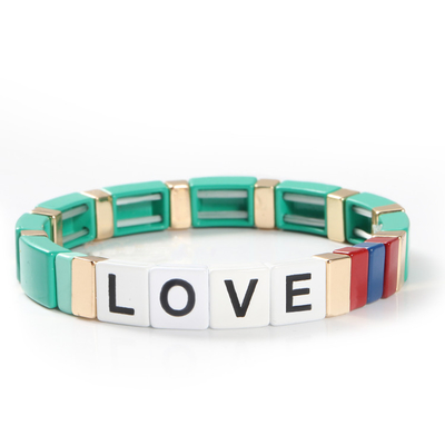 Regelbare van de de Tegelarmband van het Regenboogemail de Liefdebrieven voor Gift