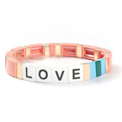 Regelbare van de de Tegelarmband van het Regenboogemail de Liefdebrieven voor Gift