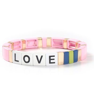Regelbare van de de Tegelarmband van het Regenboogemail de Liefdebrieven voor Gift