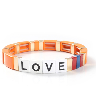 Regelbare van de de Tegelarmband van het Regenboogemail de Liefdebrieven voor Gift