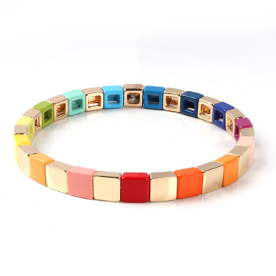 De geometrische Armband van de Emailtegel, Veelkleurige Rek Geparelde Armbanden