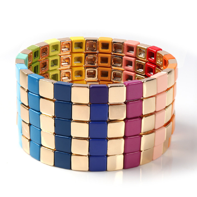 De geometrische Armband van de Emailtegel, Veelkleurige Rek Geparelde Armbanden