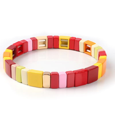 De geschilderde van de de Tegelarmband van de Kleurenrek met de hand gemaakte bewerkte legering