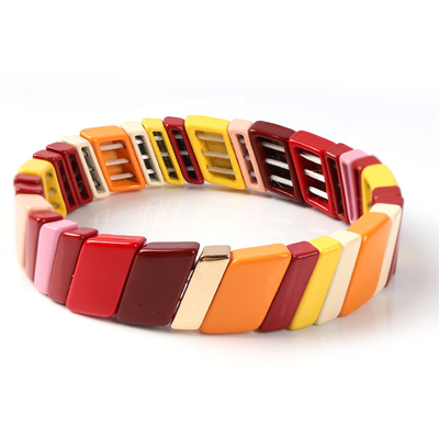 De geschilderde van de de Tegelarmband van de Kleurenrek met de hand gemaakte bewerkte legering