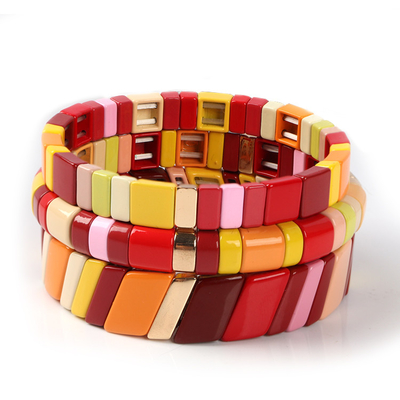 De geschilderde van de de Tegelarmband van de Kleurenrek met de hand gemaakte bewerkte legering