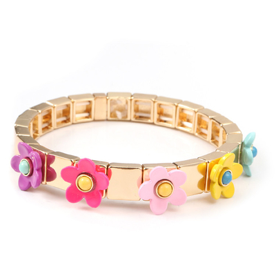 Van de de Tegelarmband van het rek de Elastische Email Kleur van de de Bloemblossing Geschilderde Lente