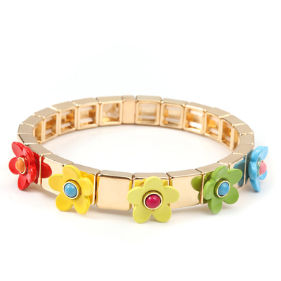Van de de Tegelarmband van het rek de Elastische Email Kleur van de de Bloemblossing Geschilderde Lente