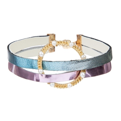 OEM ODM verdubbelt de Met de hand gemaakte Leerarmband, de Armband van de het Leercharme van Metaalvrouwen