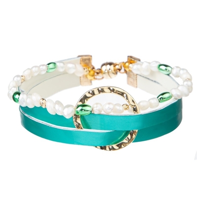De uitstekende Armband van het Aquamarijn Blauwe Met de hand gemaakte Leer Geometrisch voor Partij