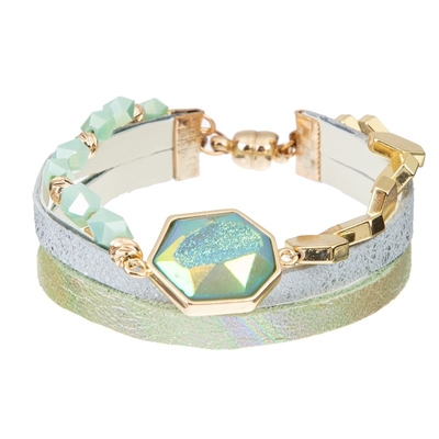 Het metaal parelt de Multiarmband 0.022kg van het Omslagleer met Metaalparels