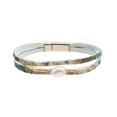 Het veelkleurige van de het Leerarmband van de Zoet waterparel Jonge Meisje voor de Zomerslijtage