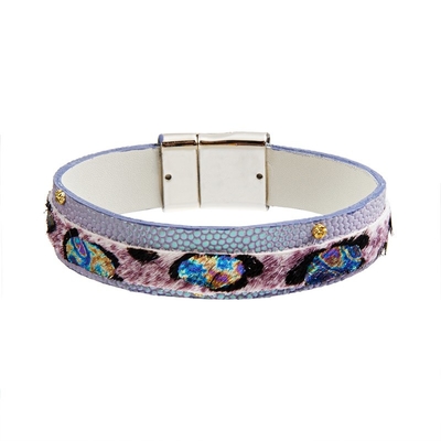 Met de hand gemaakte het Leerarmband van de mulitcolor Dierlijke druk, 18.5cm Boho Elegante Armbanden