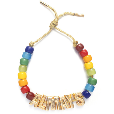 De aanvankelijke Brieven Boheemse Naam Forte parelt Armband met Geplateerde het Messingsparels van 14k Goud