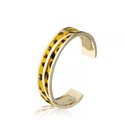 Het gele Goud van de het Manchetarmband 14K van het Luipaardleer plateerde de Volledige Armband van het Korrelleer