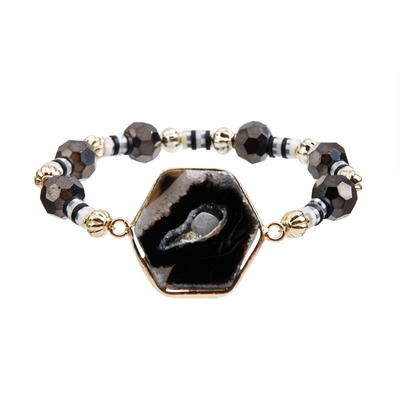 OEM het Magnetische Koele Meisje van Sluitings Elastisch Crystal Bracelets Black White For