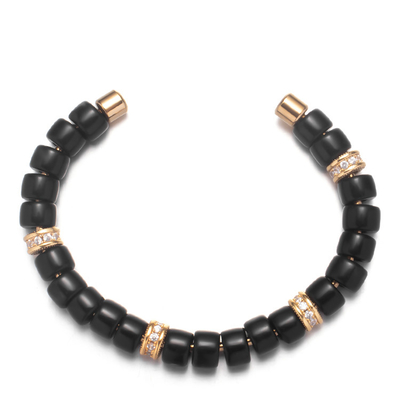 Handcrafted 18.5cm Armbanden met Zwarte Parelsglazen en Steenmaterialen