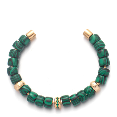 Het geschroefte Groene Malachiet van Beëindigen Met de hand gemaakte Geparelde Armbanden en Gouden Forte-Parels