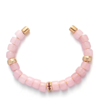 SS304 met de hand gemaakte Geparelde Armbanden, Geschroefte Vervangbare Rose Quartz Bead Bracelet