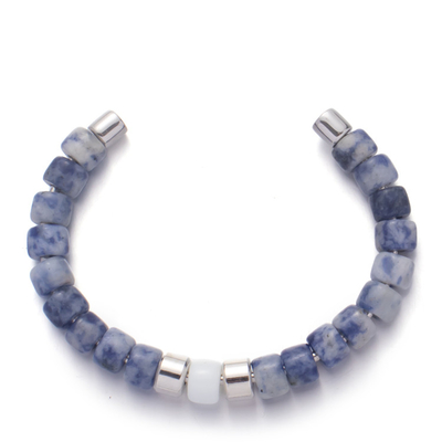 8mm Met de hand gemaakte Geparelde Armbanden Met blauw bloed Sterling Silver Plated