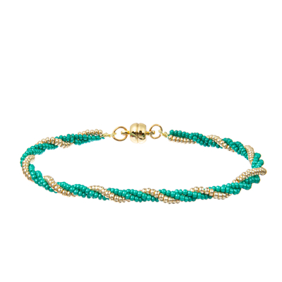 Elastische Multi Geparelde Armbandenreeksen, de Groene Zilveren Armbanden van Zaadparels