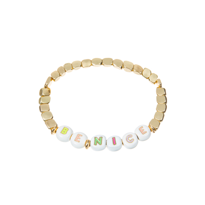 18.5cm parelt het Elastische Email Naamarmband met 14k-Geplateerd Goud
