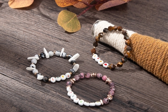 Kc-Armband van de Juwelen zag Elastische Geparelde Brief, 8mm Tiger Eye Stone Bracelet onder ogen