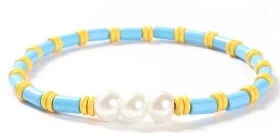 6mm Shell Pearl And Bead Bracelet Boheemse Stijl 18.5cm strechy van regelbare grootte