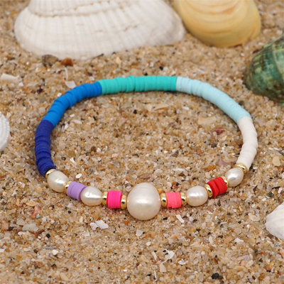 Armband van de de Stijl de Zoetwaterparel van Bohemen, regenboog veelkleurig Polymeer Clay Bracelets