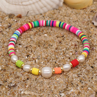 Armband van de de Stijl de Zoetwaterparel van Bohemen, regenboog veelkleurig Polymeer Clay Bracelets