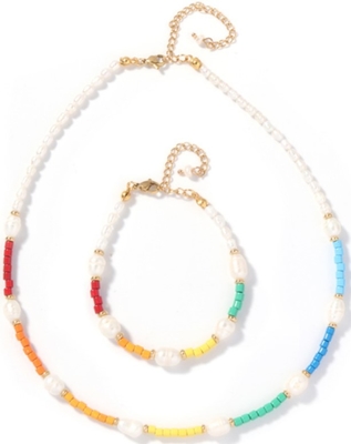56mm Zoetwaterparelarmband, de regenboog gekleurde Armband van de Emailparel