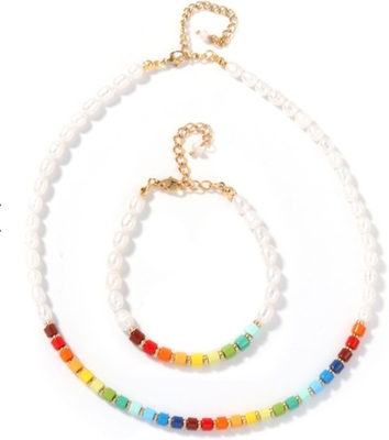 56mm Zoetwaterparelarmband, de regenboog gekleurde Armband van de Emailparel