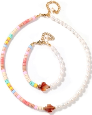 56mm Zoetwaterparelarmband, de regenboog gekleurde Armband van de Emailparel