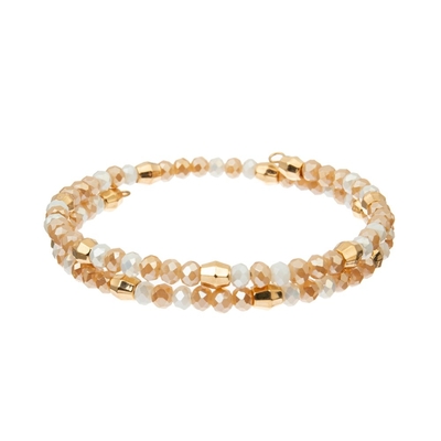 3 het Messings Roze Purpere Sinaasappel van Crystal Wrap Bracelets With Gold van de laagdraad