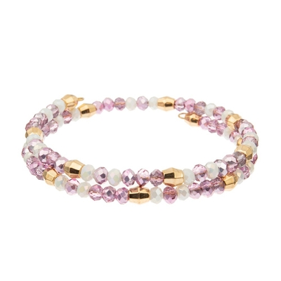 3 het Messings Roze Purpere Sinaasappel van Crystal Wrap Bracelets With Gold van de laagdraad