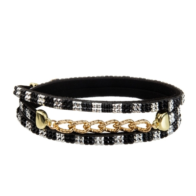 Bohemen het Leerarmbanden van de 3 Lagenomslag met Ketting en Charmes