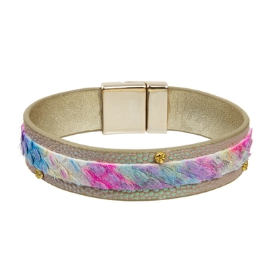Van het het Paardehaar de Met de hand gemaakte Leer van het Bohopatroon Armbanden de 2 Laaglente Clash Magnets