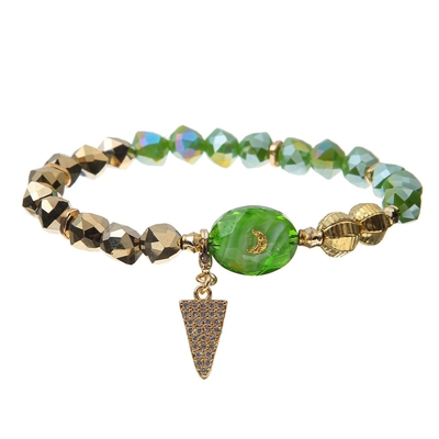 Verglaasde de parel Turkooise Pastelkleur Elastisch Crystal Bracelets met Glas Parelskoord