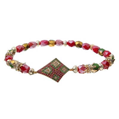 Het de Schakelaarfort van luipaardzircon parelt Aangepaste Armbandkerstmis