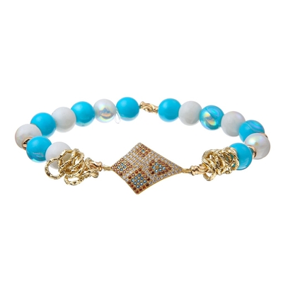 Het de Schakelaarfort van luipaardzircon parelt Aangepaste Armbandkerstmis