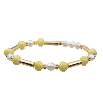 De geometrische Gouden de Handambacht van de Metaalbuis parelt Armband Geel Crystal Set