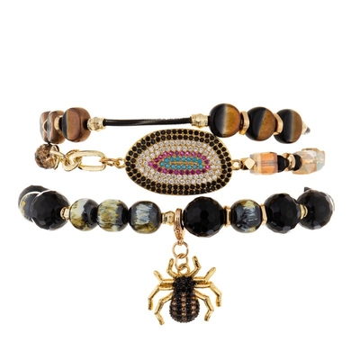 Multi de Vakantie Elastische die Armband van Laaghalloween met Spin en Zircon-Charme wordt geplaatst