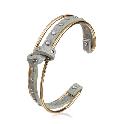 Boheemse Gevlechte het Manchetarmband van metaaldot hand knot leather bracelet voor Dame Girl