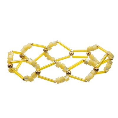 De geometrische Gouden de Handambacht van de Metaalbuis parelt Armband Geel Crystal Set