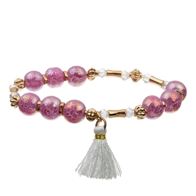 Uitstekende het Leerarmband van de meisjes Roze Macht met Met de hand gemaakte Witte Leeswijzer