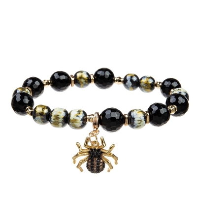 Multi de Vakantie Elastische die Armband van Laaghalloween met Spin en Zircon-Charme wordt geplaatst