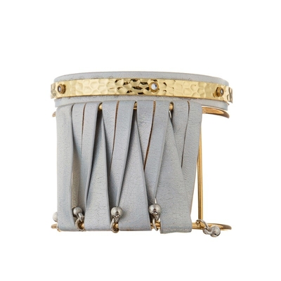 De Armband Open Inspirational Juwelen van vrouwengrey leather bracelet hammer metal
