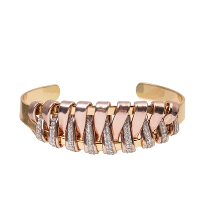 Glanzende Roze Echte Met de hand gemaakte die Leerarmband in Dubbele Kleuren met Messingsgoud wordt gevlecht