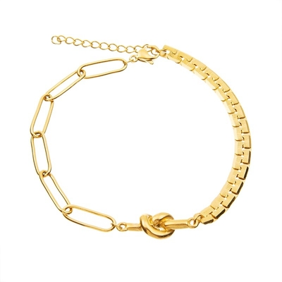14K de goud Geplateerde Armband van de de Manchet Regelbare Ketting van de Knoopcharme voor Meisje