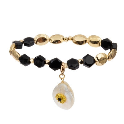 Hexagon Natuurlijke Geparelde Vastgestelde Helende Macht van de Steenarmband met Shell Pendant