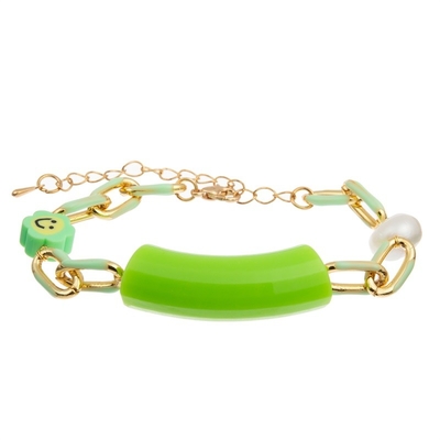 De bamboebar parelt Gouden Kettings Met de hand gemaakte Armband Kleurrijk voor Onafhankelijkheidsdag